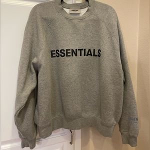 MEDIUM Heather Oatmeal Fear of God Essentials sweatshirt crew neck